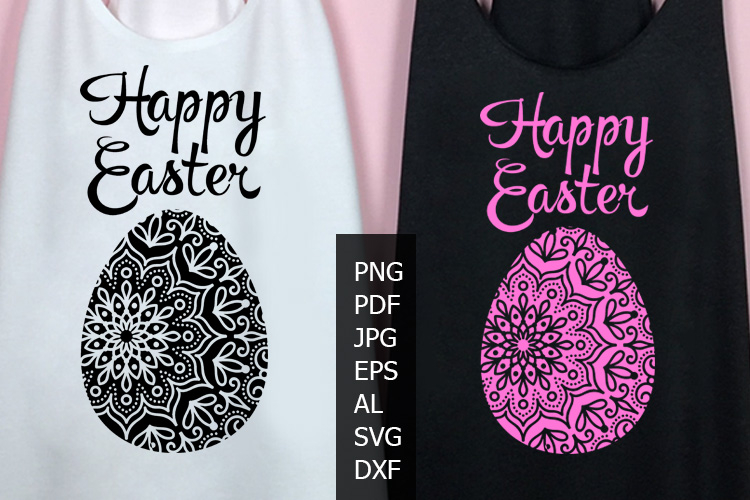 Happy Easter decor Mandala egg t-shirt design Home clip art