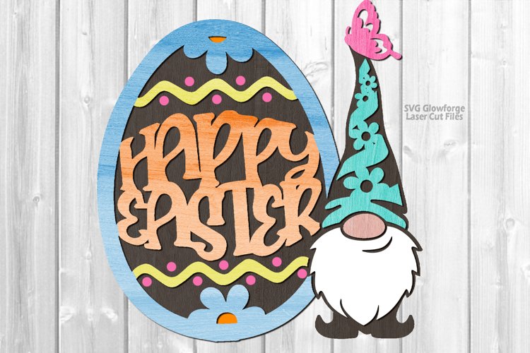 Happy Easter Gnome Sign SVG Glowforge Files Easter Egg