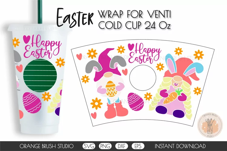 Happy Easter Gnomes And Eggs SVG Full Wrap For Venti Cup