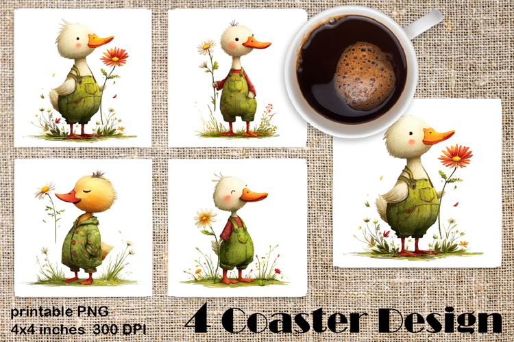 Happy Easter Square Coaster Sublimation. Funny duck