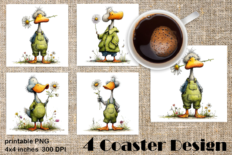 Happy Easter Square Coaster Sublimation. Funny duck