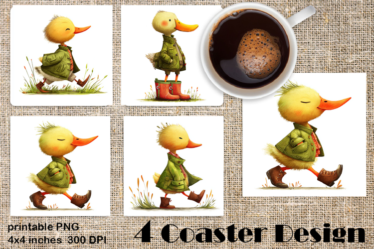 Happy Easter Square Coaster Sublimation. Funny duck