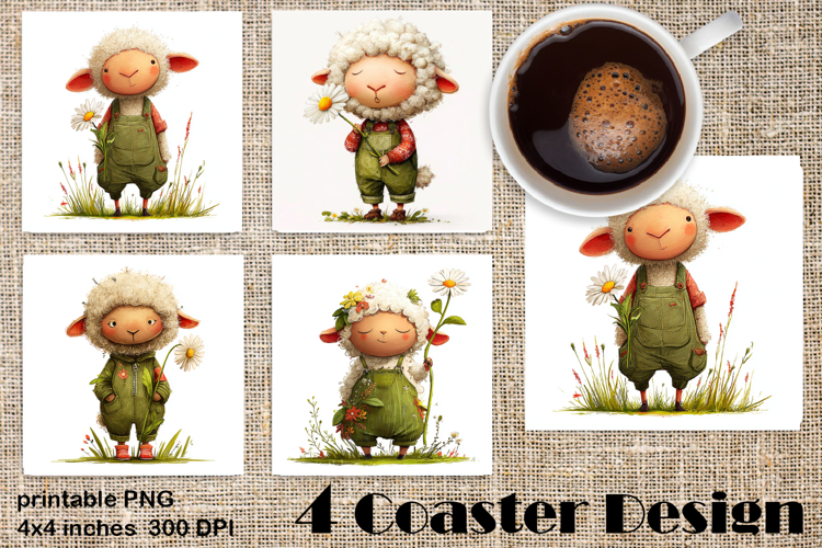 Happy Easter Square Coaster Sublimation. Funny lamb