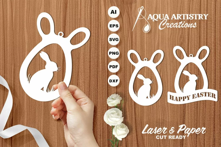 Bunny Egg Tag - Happy Easter, Laser Cut & Paper Cut Design
