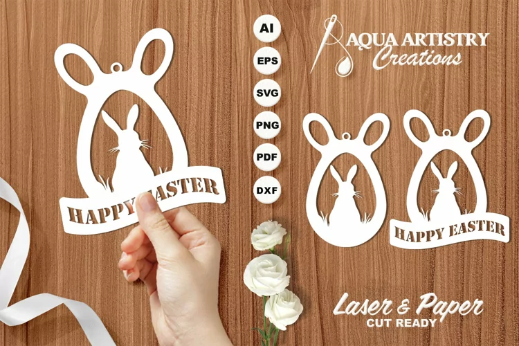 Bunny Egg Tag for Easter, Laser Cut & Paper Cut Design