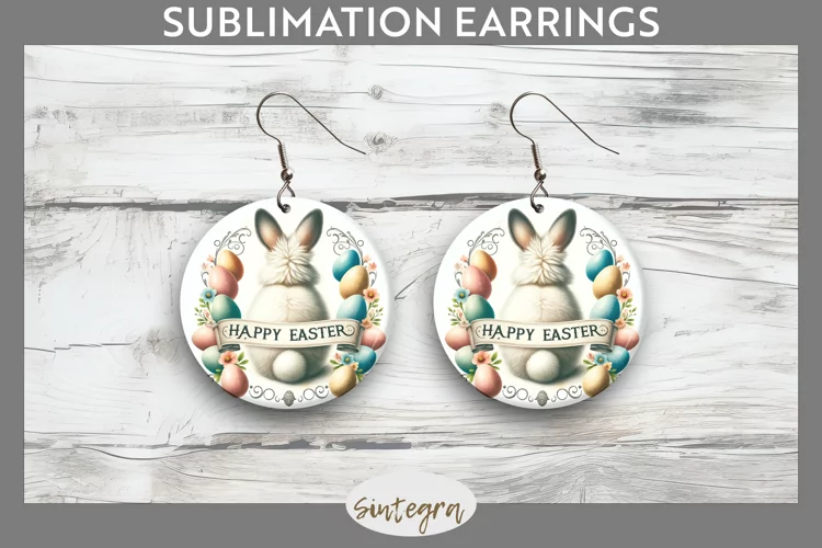 Happy Easter v10 Round Earrings Sublimation