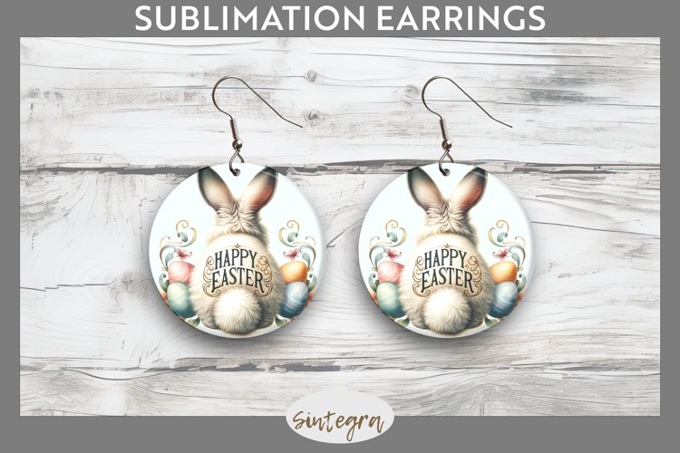 Happy Easter v11 Round Earrings Sublimation example image 1