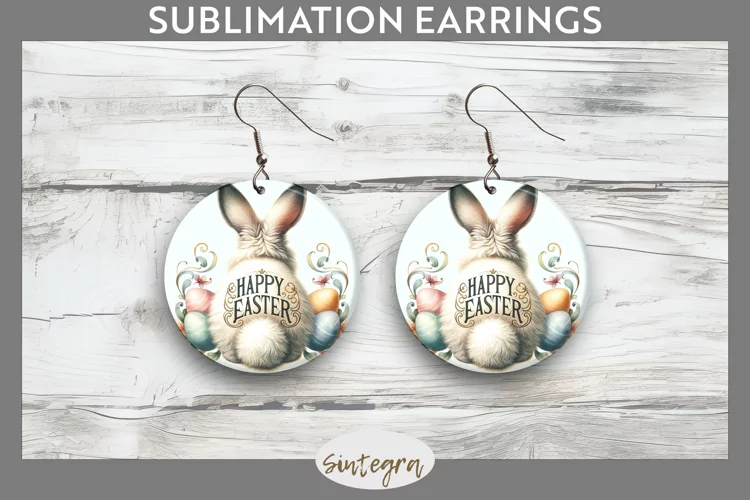 Happy Easter v11 Round Earrings Sublimation