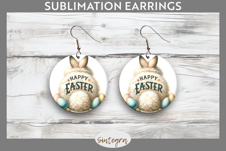 Happy Easter v12 Round Earrings Sublimation