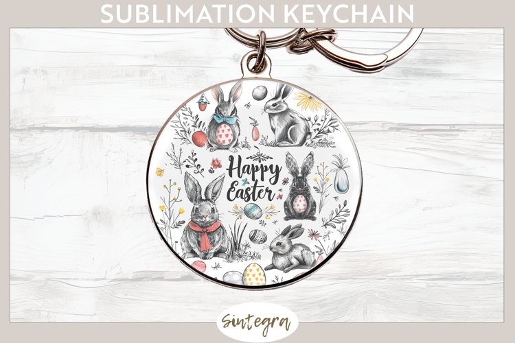Happy Easter v14 Round Keychain Sublimation