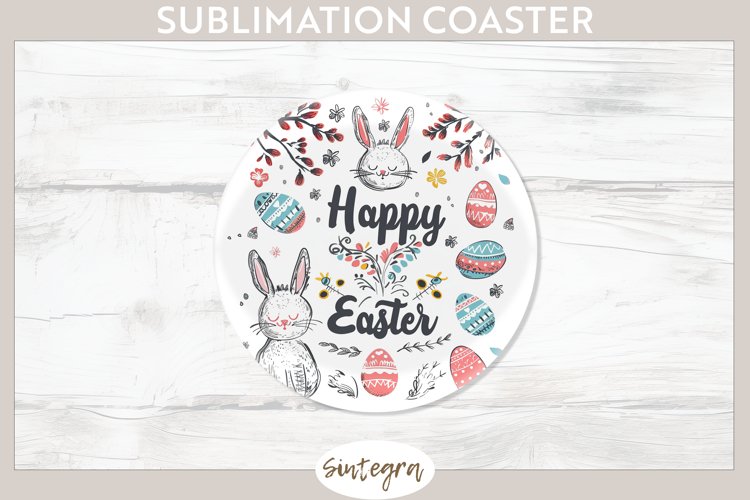 Happy Easter v15 Round Coaster Sublimation