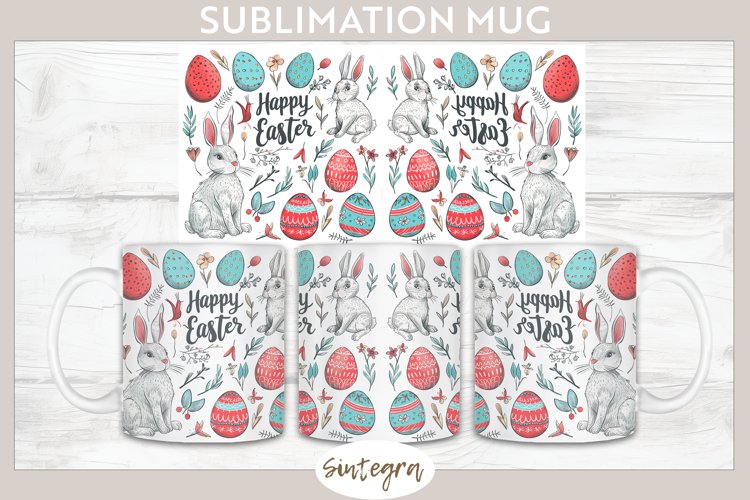 Happy Easter v17 Mug Wrap Sublimation example image 1