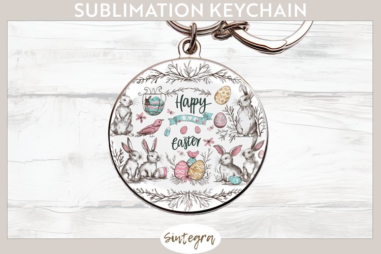 Happy Easter v18 Round Keychain Sublimation