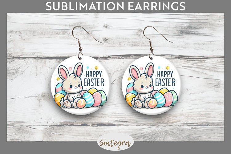 Happy Easter v2 Round Earrings Sublimation example image 1