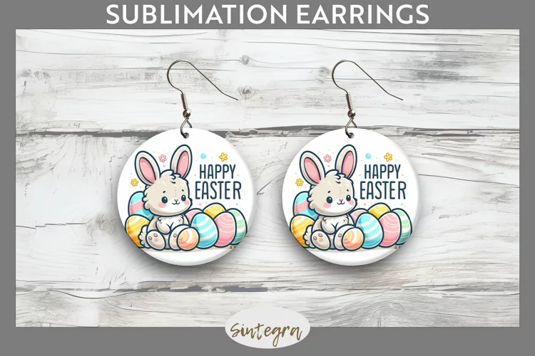 Happy Easter v2 Round Earrings Sublimation
