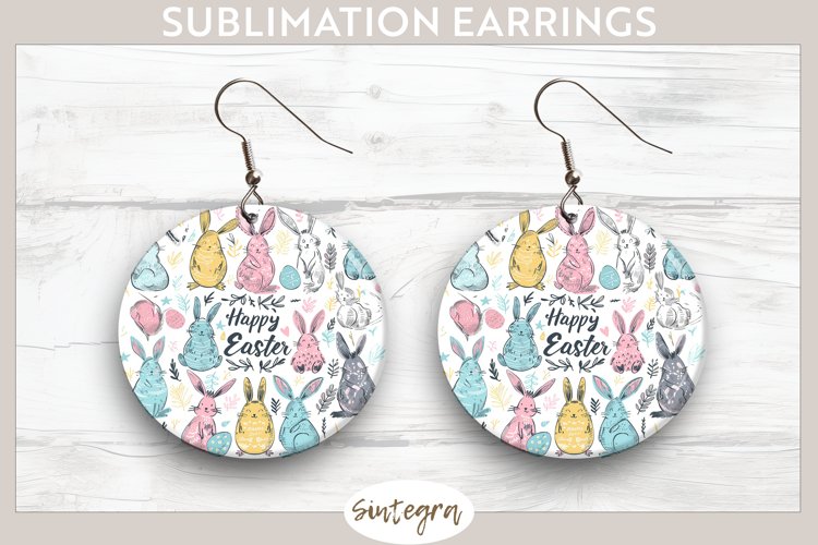 Happy Easter v20 Round Earrings Sublimation
