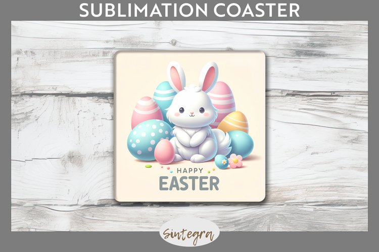 Happy Easter v3 Square Coaster Sublimation