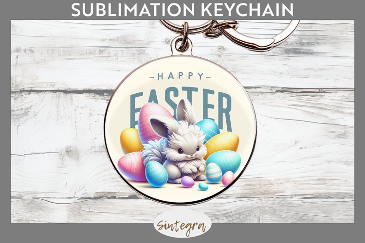 Happy Easter v4 Round Keychain Sublimation