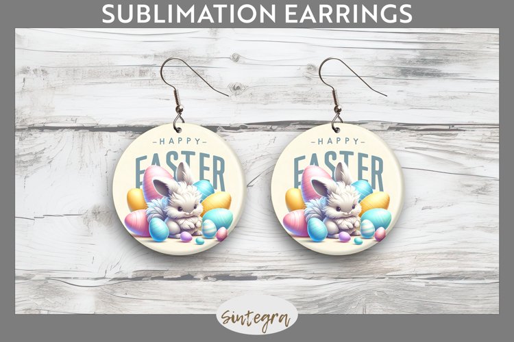 Happy Easter v4 Round Earrings Sublimation example image 1