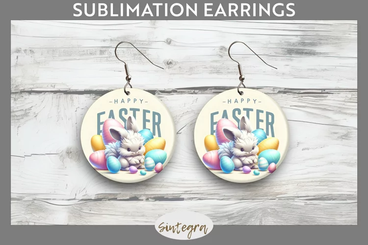 Happy Easter v4 Round Earrings Sublimation
