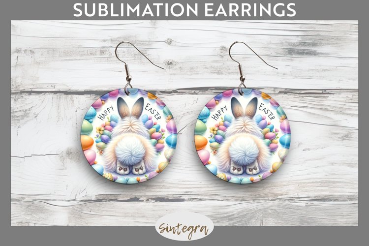 Happy Easter v5 Round Earrings Sublimation example image 1