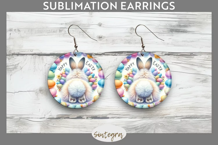 Happy Easter v5 Round Earrings Sublimation