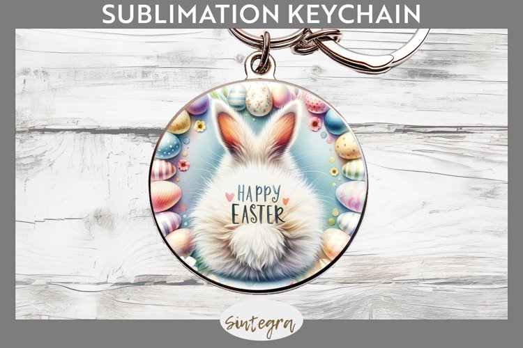 Happy Easter v7 Round Keychain Sublimation