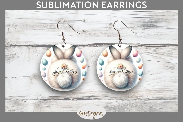 Happy Easter v8 Round Earrings Sublimation example image 1