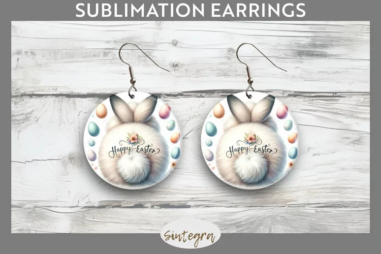 Happy Easter v8 Round Earrings Sublimation
