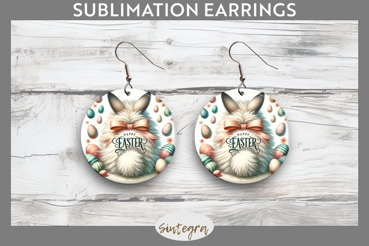 Happy Easter v9 Round Earrings Sublimation example image 1
