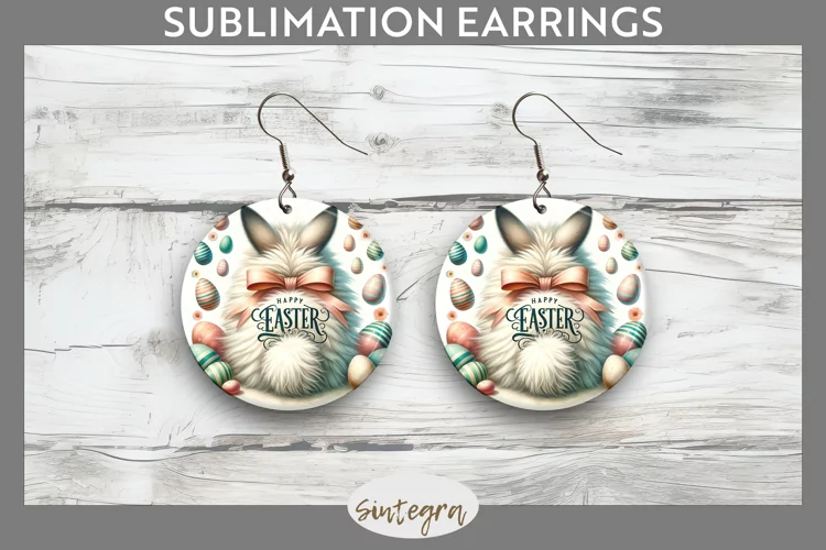 Happy Easter v9 Round Earrings Sublimation
