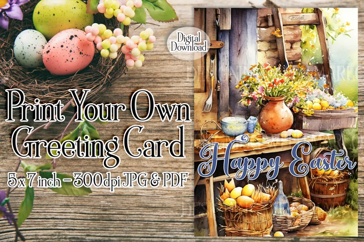 Easter Card, Happy Easter Country Printable Greeting Card