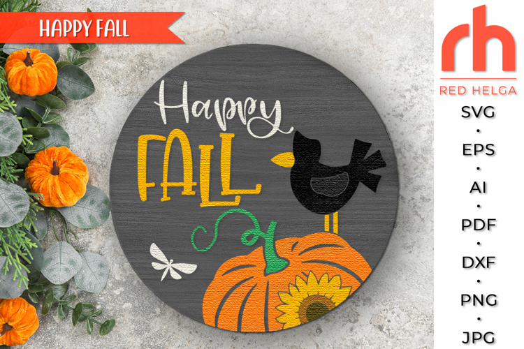 Happy Fall SVG, Layered Door Sign Cut File, Harvest Hanger