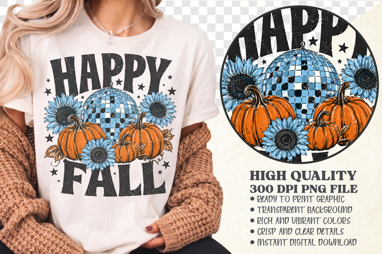 Happy Fall PNG,Retro Thanksgiving Winter Holiday Graphic