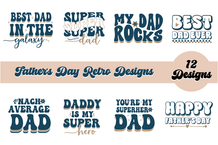 Fathers day retro SVG Bundle, 12 Designs