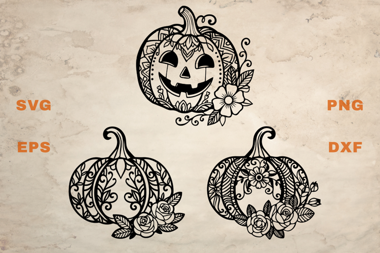 Happy Floral Pumpkins SVG