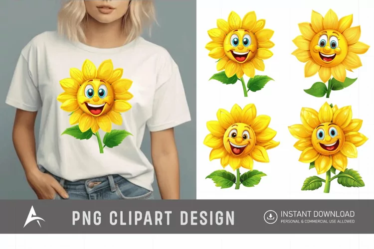 Watercolor Happy Flower Clipart