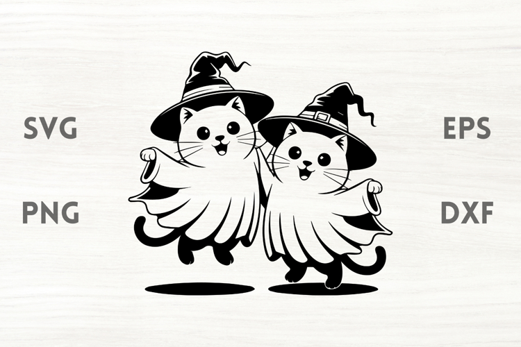 Happy Ghost witch Kittens SVG