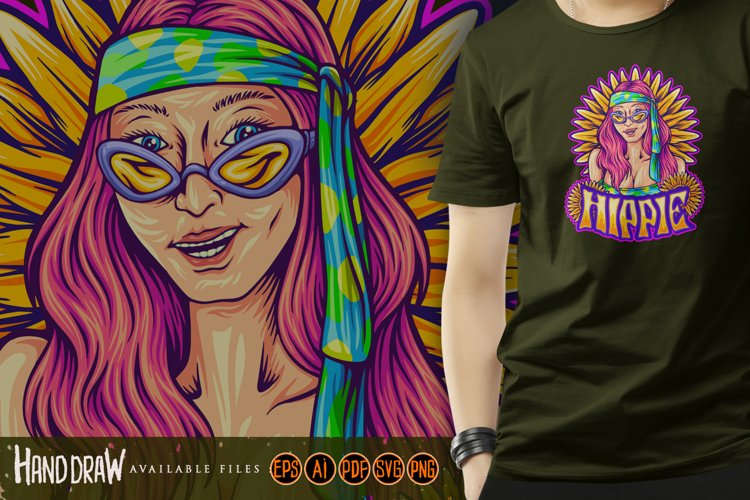 Happy girl hippie living in harmony example image 1