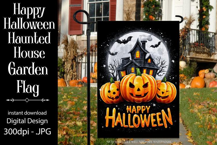 Happy Halloween Garden Flag, Haunted House Garden Flag d3