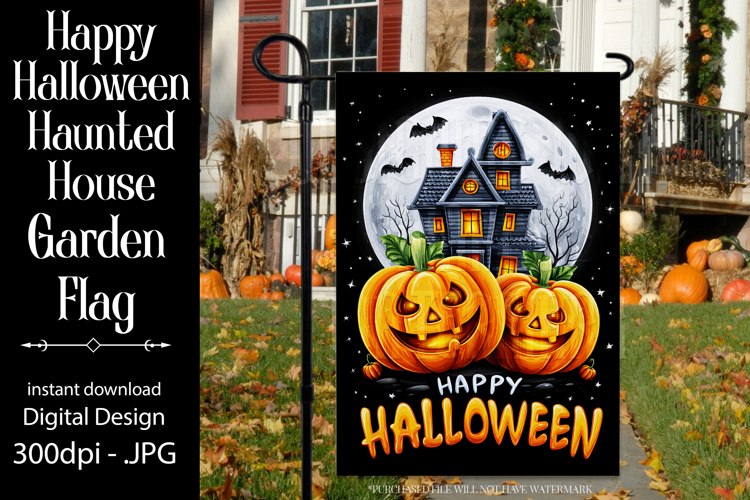 Happy Halloween Garden Flag, Haunted House Garden Flag d6