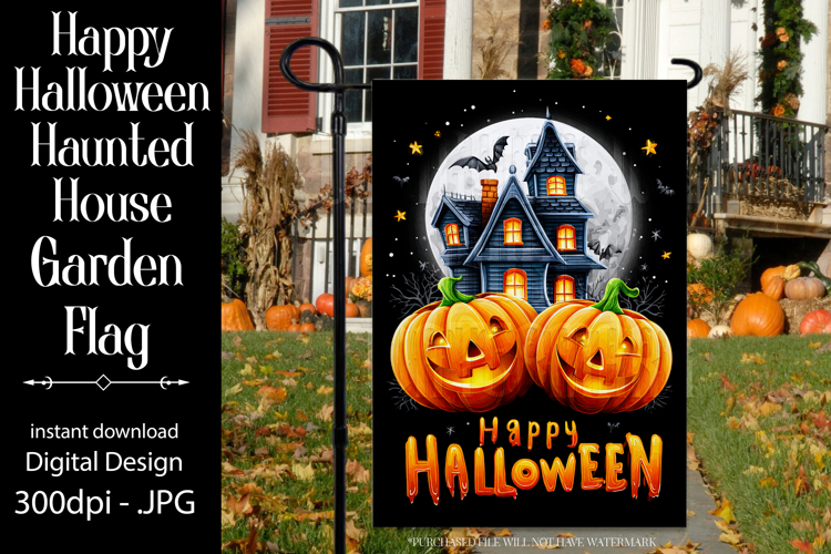Happy Halloween Garden Flag, Haunted House Garden Flag d7