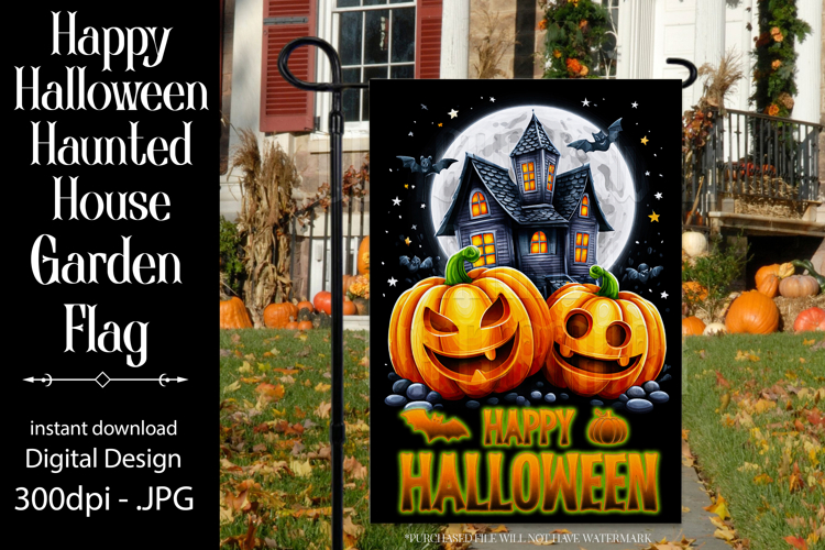Happy Halloween Garden Flag, Haunted House Garden Flag d8