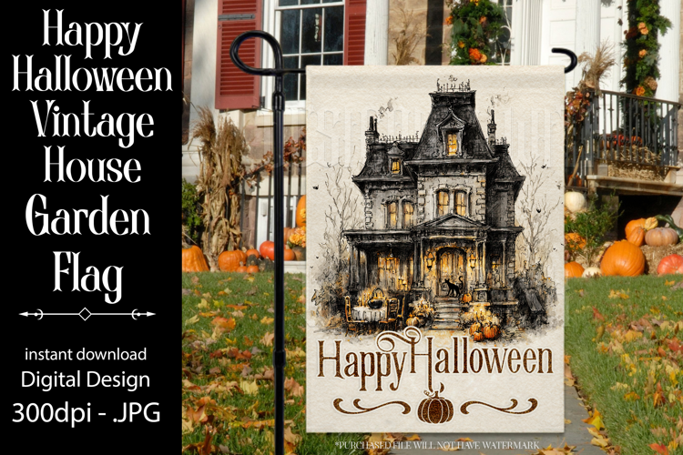Happy Halloween Garden Flag, Vintage House Garden Flag