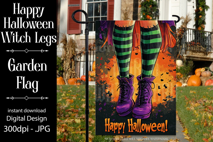 Happy Halloween Garden Flag, Witch Legs Garden Flag d2