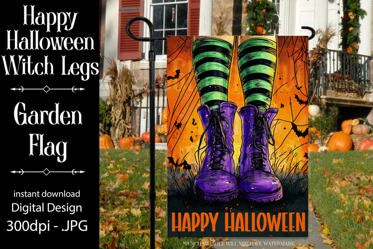 Happy Halloween Garden Flag, Witch Legs Garden Flag d3