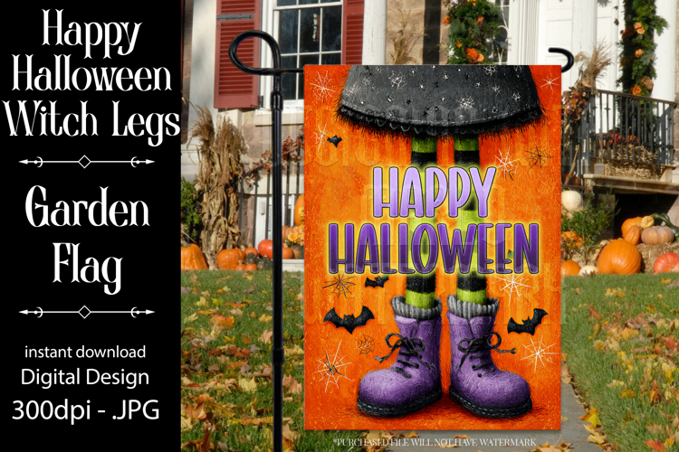 Happy Halloween Garden Flag, Witch Legs Garden Flag d5