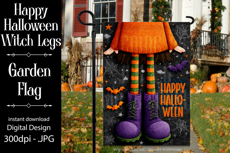 Happy Halloween Garden Flag, Witch Legs Garden Flag d6