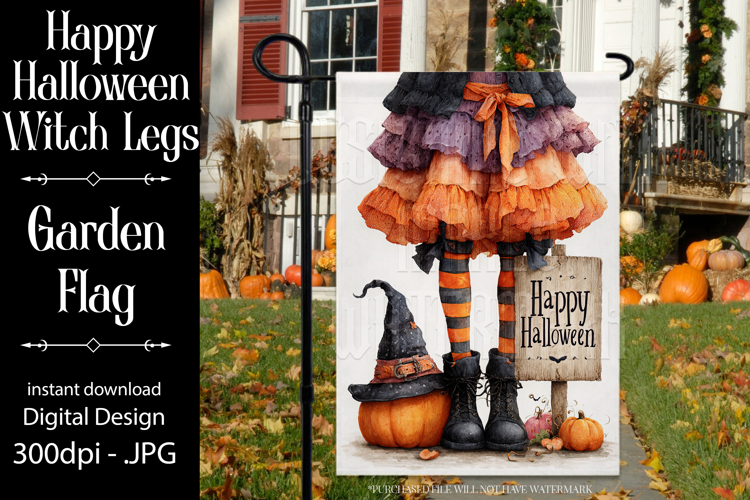 Happy Halloween Garden Flag, Witch Legs Garden Flag d7