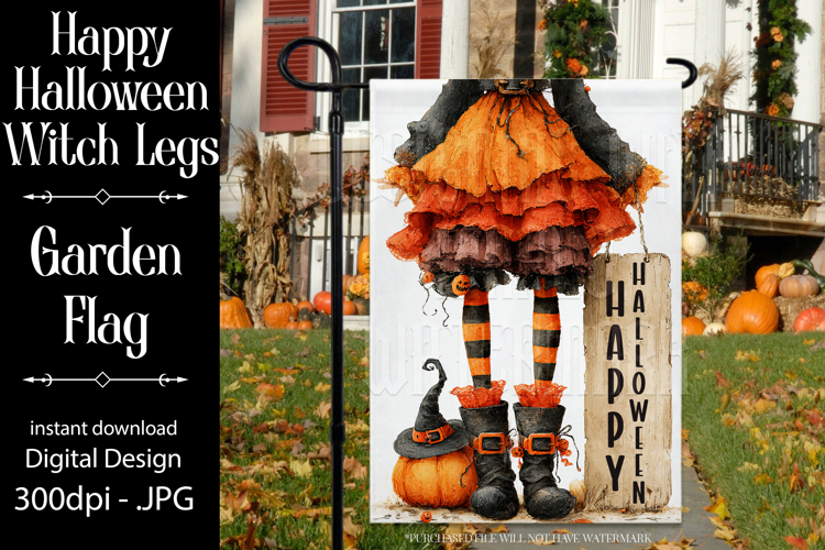 Happy Halloween Garden Flag, Witch Legs Garden Flag d9